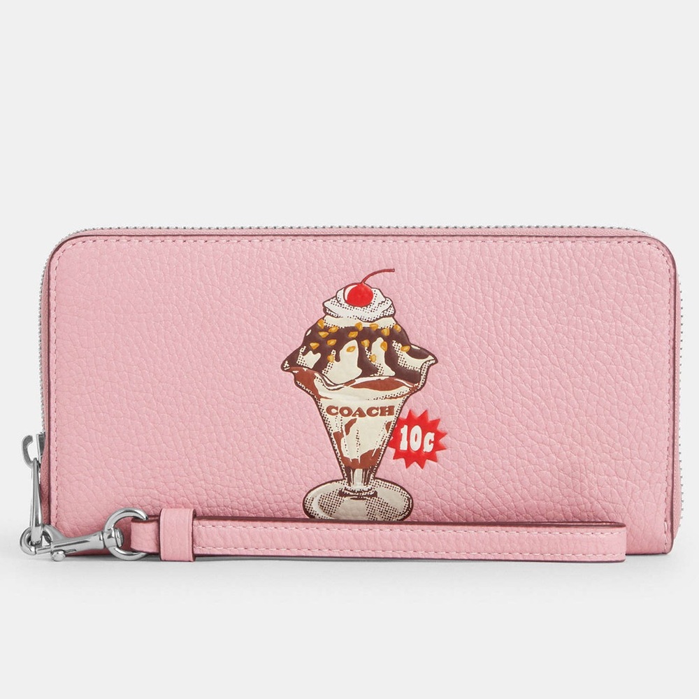 BRAND NEW Coach Long Zip Around Wallet With Sundae Graphic